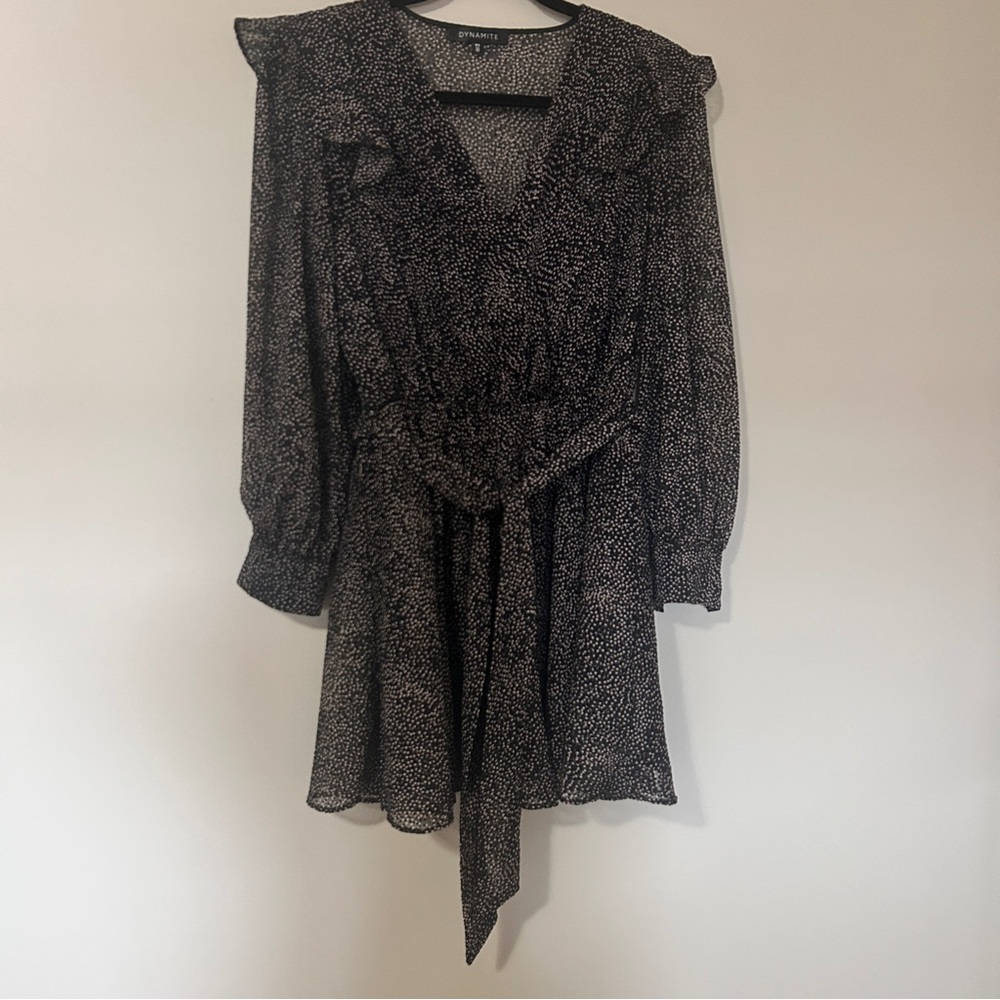 Dynamite Flocked Polka Dot Textured Dress - Picture 8 of 8